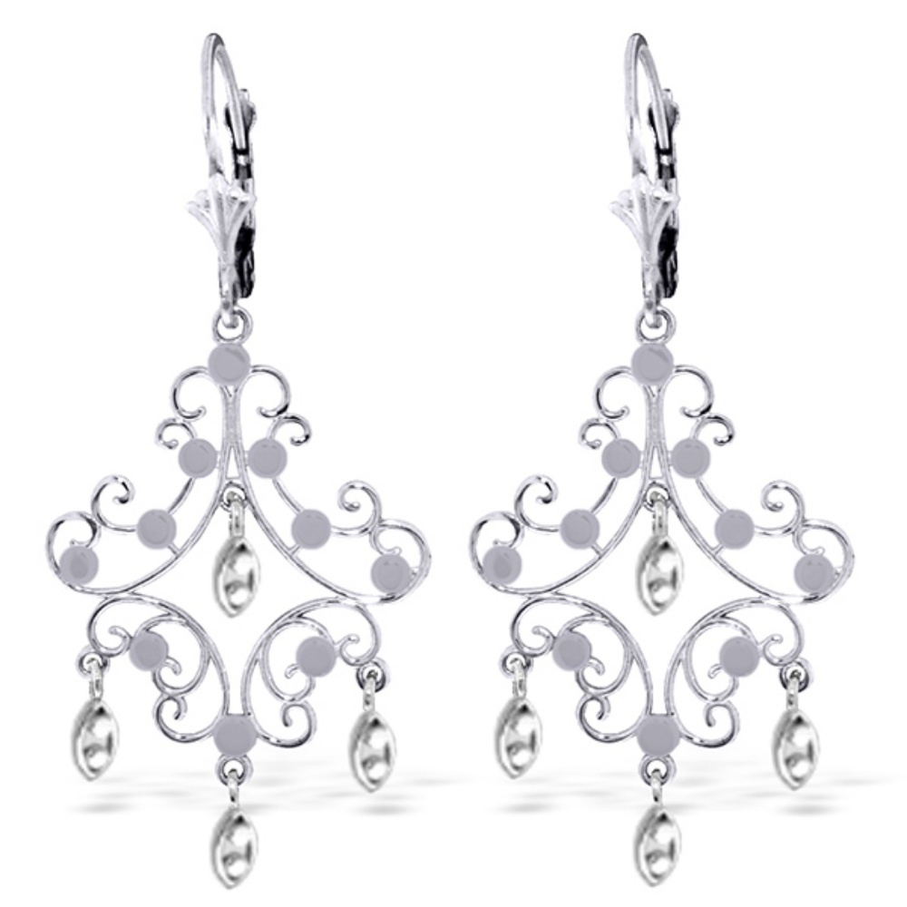 14K. SOLID GOLD CHANDELIERS EARRING - Picture 2 of 2